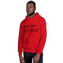 Load image into Gallery viewer, Blacknificent Unisex Hoodie w. black writing