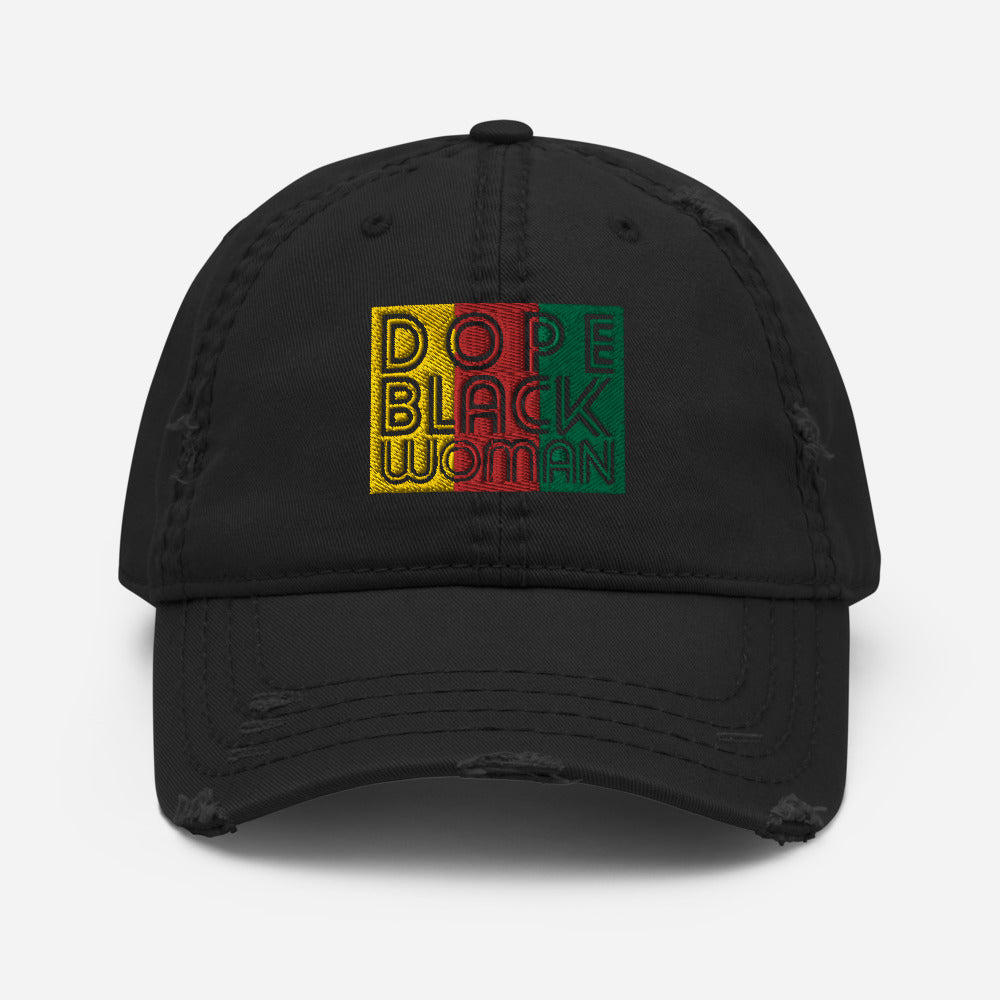 Dope Black Woman Distressed Dad Hat