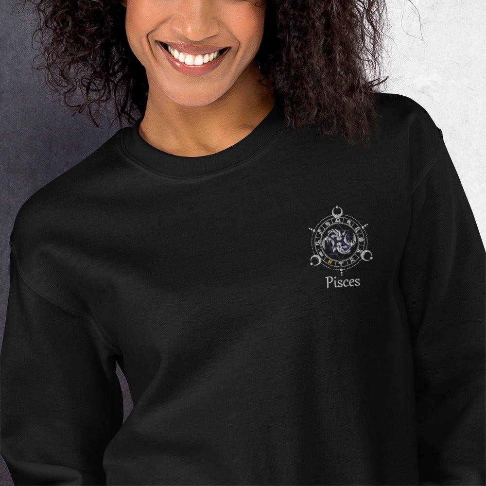 Pisces Zodiac with Embroidery Unisex Sweatshirt