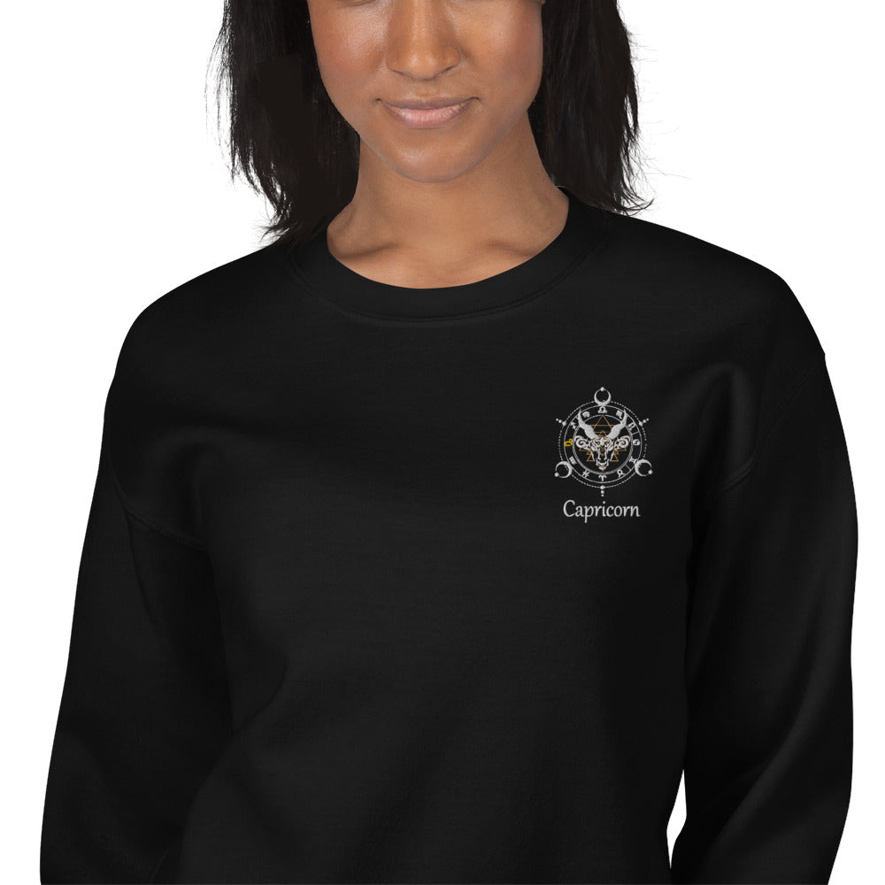 Capricorn Zodiac Embroidery Unisex Sweatshirt